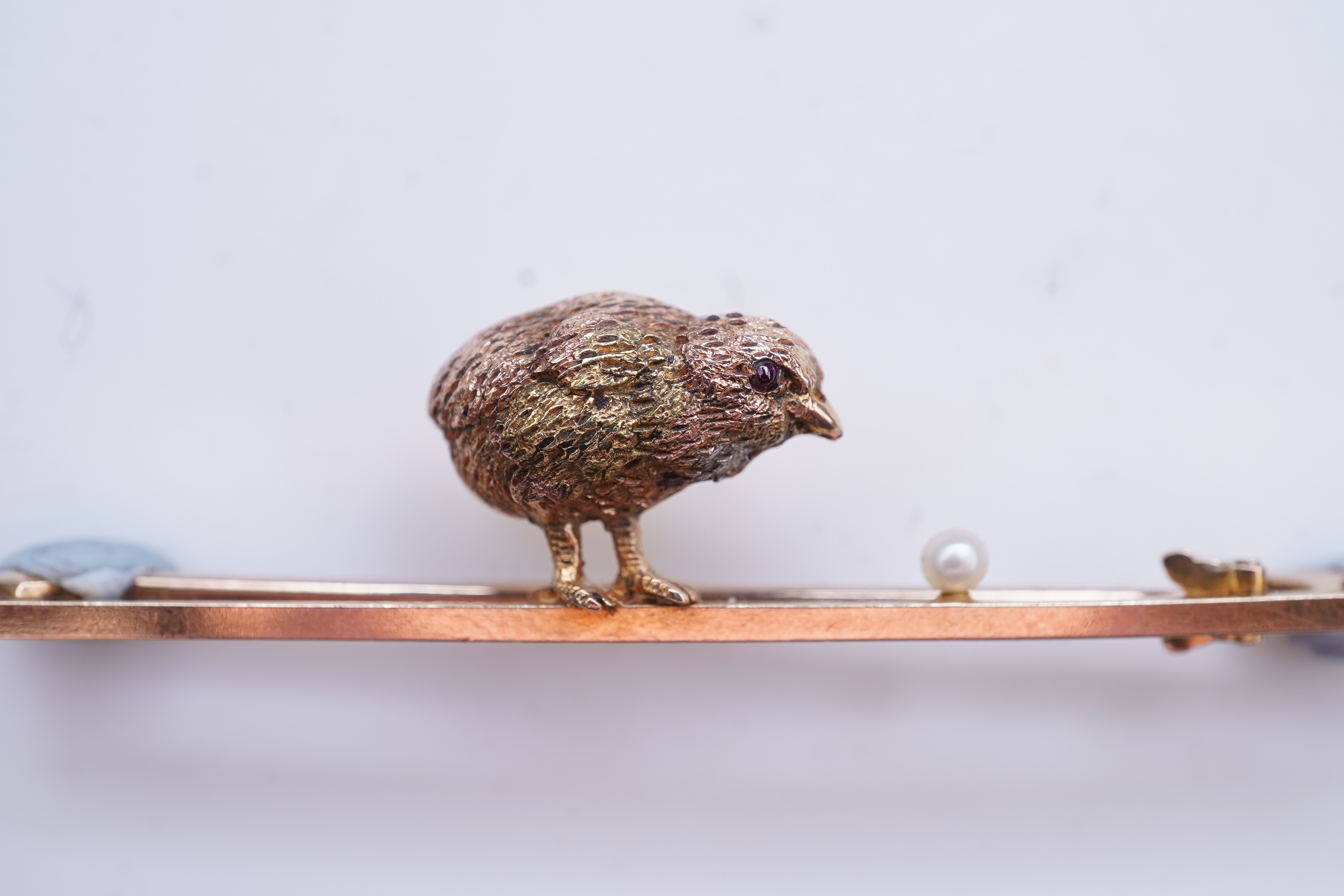 vcA novelty gold and seed pearl bar brooch, early 20th century